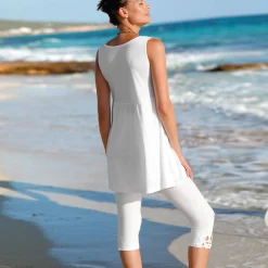 Legging<Blancheporte 3/4 macramé legging, elastische tailleband wit