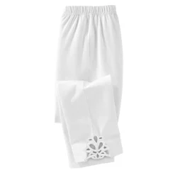 Legging<Blancheporte 3/4 macramé legging, elastische tailleband wit