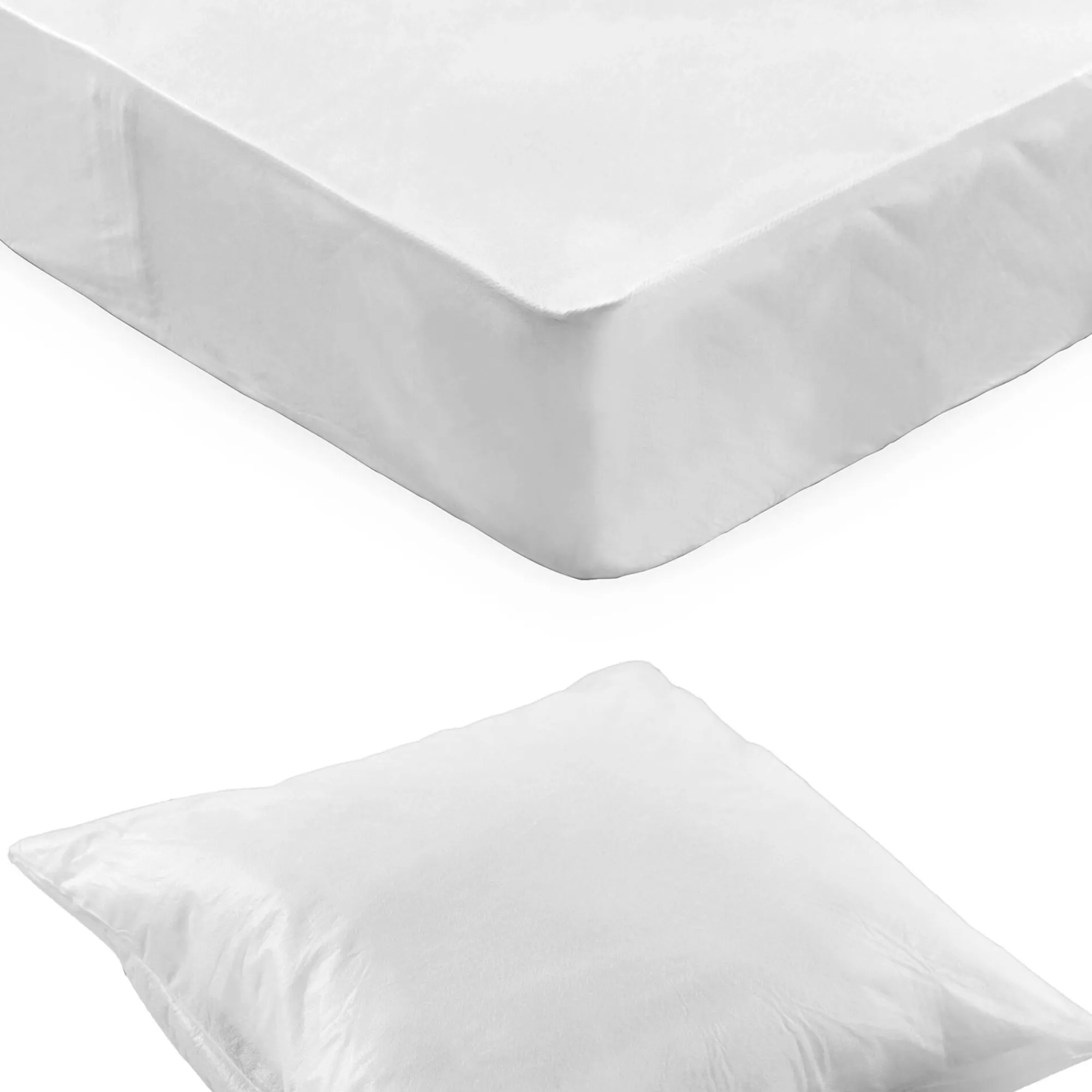 Matrasbeschermer<Blancheporte 1- of 2-persoons wegwerpset: hoofdkussenbeschermer + matrasbeschermer in hoesmodel - set van 10 wit