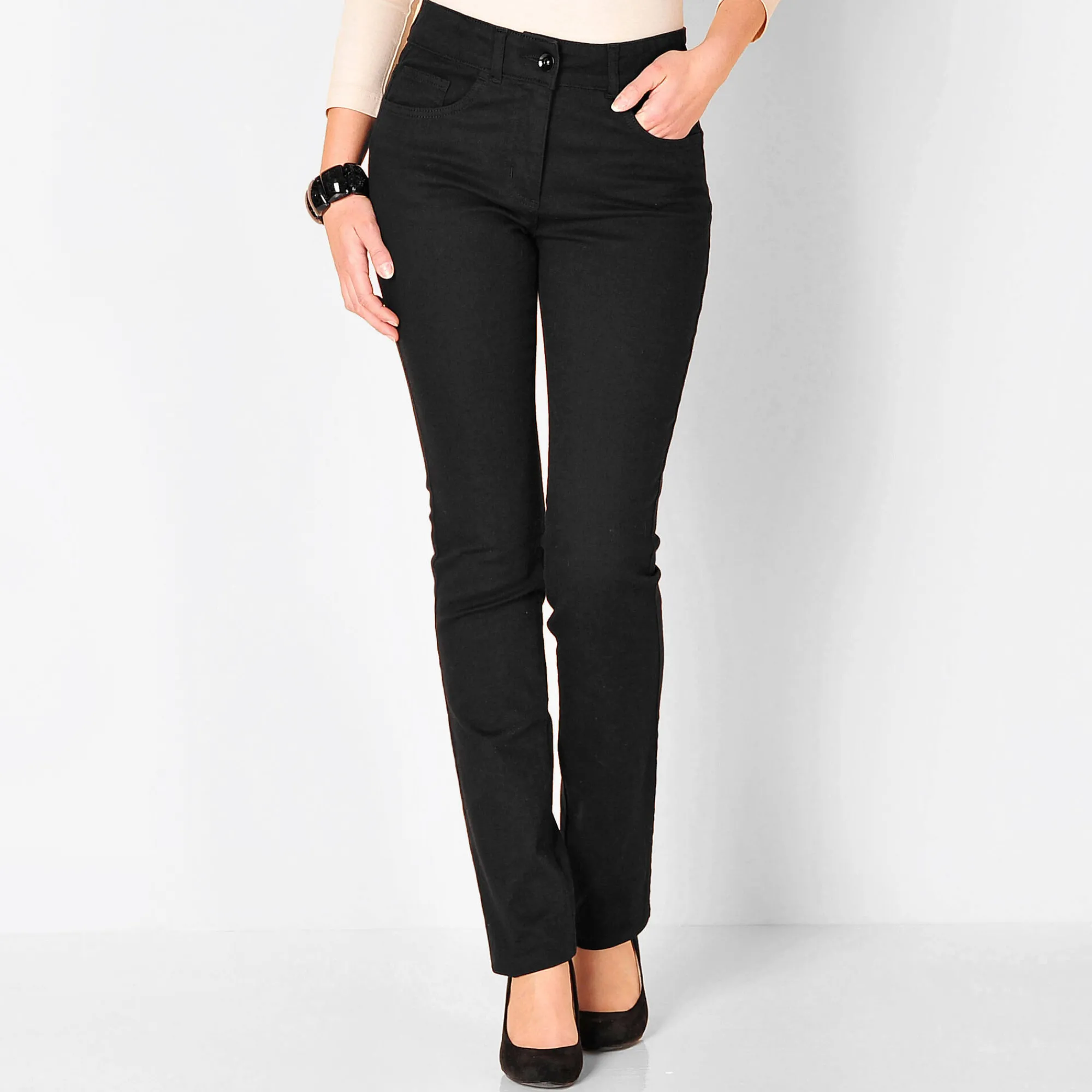 Broek<Colors&Co Afslankende broek, binnenpijplengte 78 cm zwart