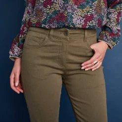 Broek<Colors&Co Afslankende broek, binnenpijplengte 78 cm olijfgroen