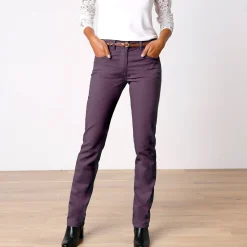 Broek<Colors&Co Afslankende broek, binnenpijplengte 78 cm aubergine