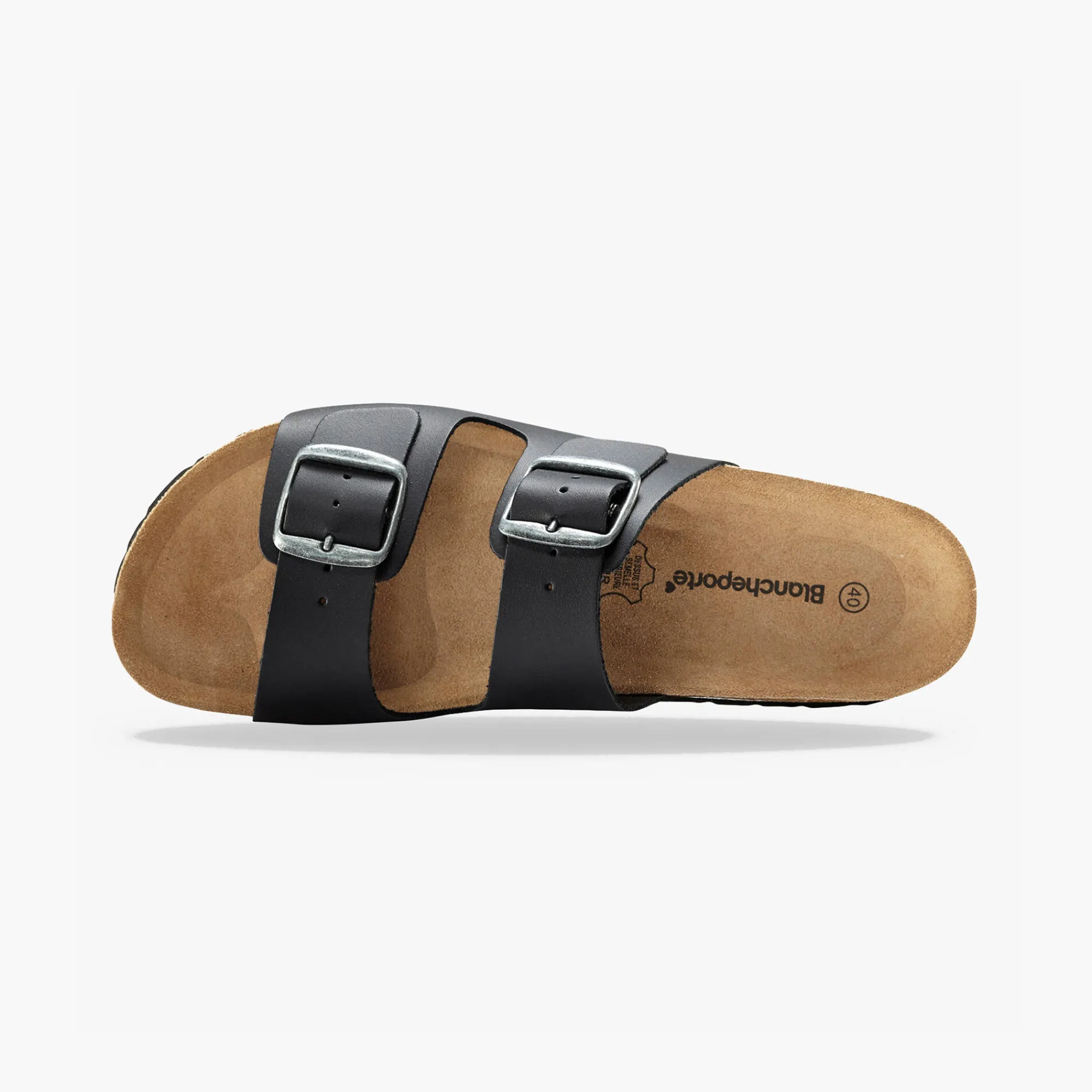 Schoenen|Schoenen Heren<Blancheporte Anatomische leren muiltjes met gespen zwart