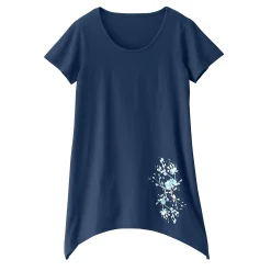 Pyjama<Blancheporte Asymmetrisch T-shirt met korte mouwen - marine