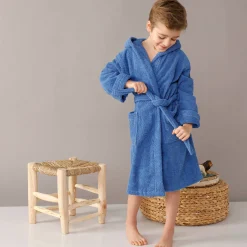 Badjas|Handdoek En Badlaken Kids<Colombine des petits Badjas in lusjesbadstof met kap, voor kinderen felblauw