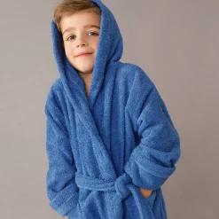 Badjas|Handdoek En Badlaken Kids<Colombine des petits Badjas in lusjesbadstof met kap, voor kinderen felblauw