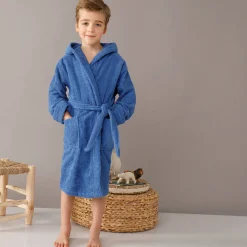 Badjas|Handdoek En Badlaken Kids<Colombine des petits Badjas in lusjesbadstof met kap, voor kinderen felblauw