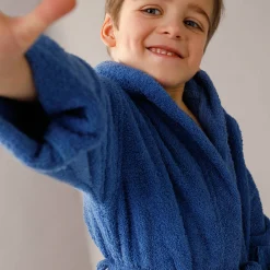 Badjas|Handdoek En Badlaken Kids<Colombine des petits Badjas in lusjesbadstof met kap, voor kinderen felblauw