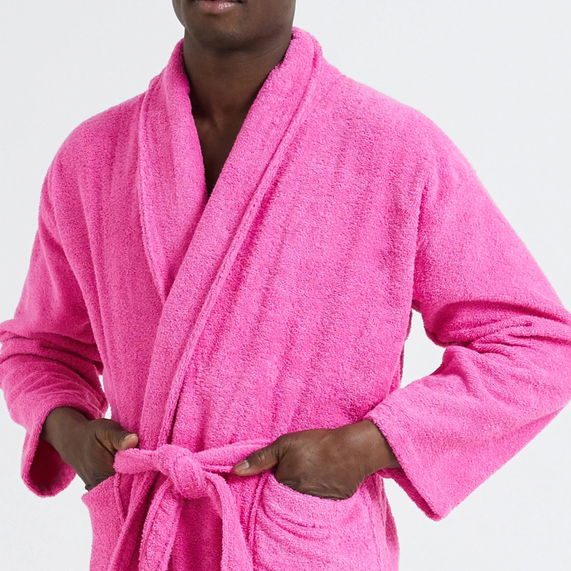 Badjas<Colombine Badjas in lusjesbadstof met sjaalkraag, unisex volwassenen fuchsia