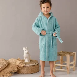 Badjas|Handdoek En Badlaken Kids<Colombine des petits Badjas in lusjesbadstof met kap, voor kinderen watergroen