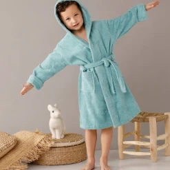 Badjas|Handdoek En Badlaken Kids<Colombine des petits Badjas in lusjesbadstof met kap, voor kinderen watergroen