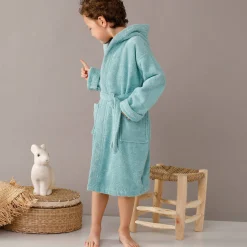 Badjas|Handdoek En Badlaken Kids<Colombine des petits Badjas in lusjesbadstof met kap, voor kinderen watergroen