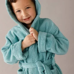 Badjas|Handdoek En Badlaken Kids<Colombine des petits Badjas in lusjesbadstof met kap, voor kinderen watergroen