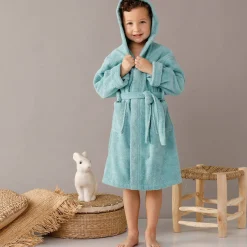 Badjas|Handdoek En Badlaken Kids<Colombine des petits Badjas in lusjesbadstof met kap, voor kinderen watergroen