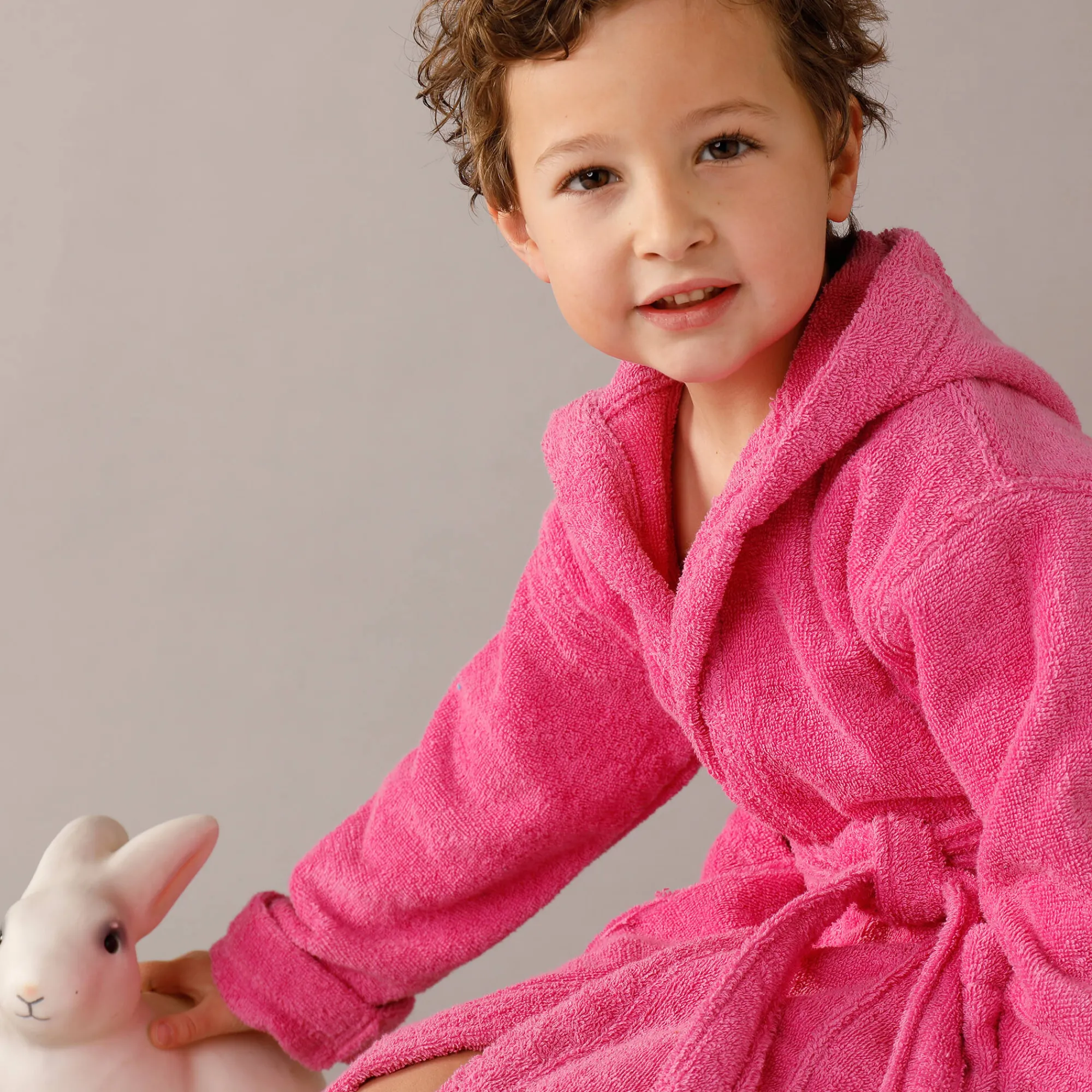 Badjas|Handdoek En Badlaken Kids<Colombine des petits Badjas in lusjesbadstof met kap, voor kinderen fuchsia