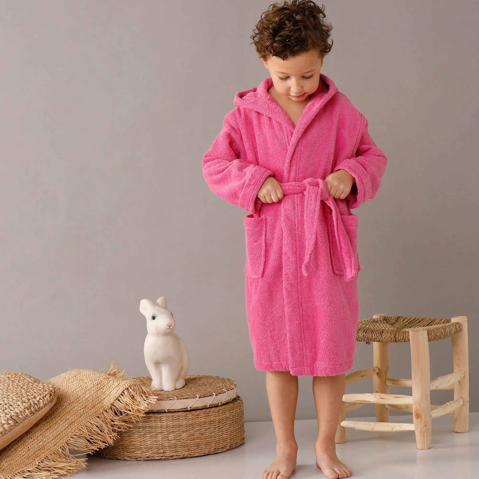 Badjas|Handdoek En Badlaken Kids<Colombine des petits Badjas in lusjesbadstof met kap, voor kinderen fuchsia