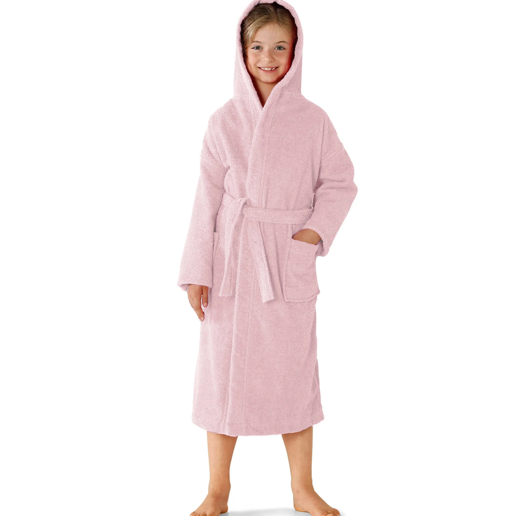 Badjas|Handdoek En Badlaken Kids<Colombine des petits Badjas in lusjesbadstof met kap, voor kinderen roze
