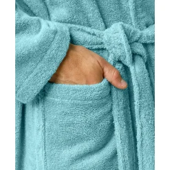 Badjas<Colombine Badjas in lusjesbadstof met sjaalkraag, volwassenen, personaliseerbaar watergroen