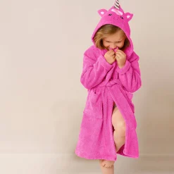 Badjas|Handdoek En Badlaken Kids<Colombine des petits Badjas met kap, voor kinderen, eenhoornmotief, katoenen badstof - 340 g/m2 fuchsia