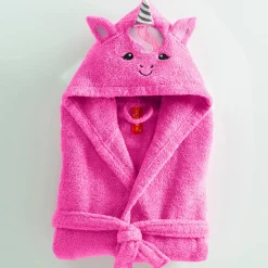 Badjas|Handdoek En Badlaken Kids<Colombine des petits Badjas met kap, voor kinderen, eenhoornmotief, katoenen badstof - 340 g/m2 fuchsia