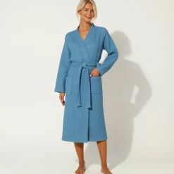 Badjas<Colombine Badjas, unisex volwassenen, honingraattricot 230 g/m2 blauw
