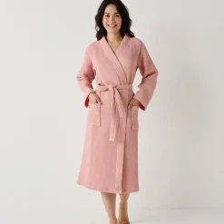 Badjas<Colombine Badjas, unisex volwassenen, honingraattricot 230 g/m2 poederroze