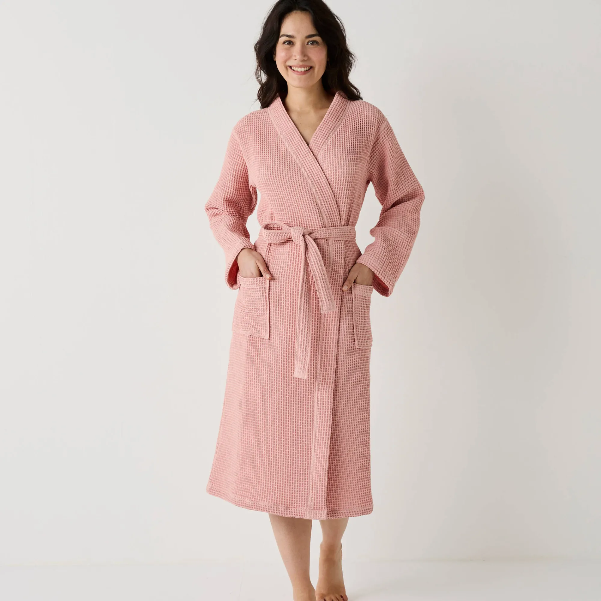 Badjas<Colombine Badjas, unisex volwassenen, honingraattricot 230 g/m2 poederroze