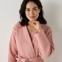 Badjas<Colombine Badjas, unisex volwassenen, honingraattricot 230 g/m2 poederroze