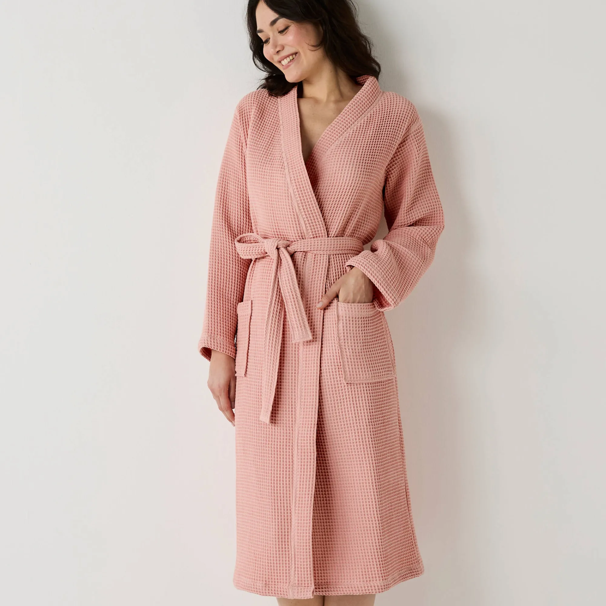 Badjas<Colombine Badjas, unisex volwassenen, honingraattricot 230 g/m2 poederroze