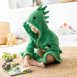 Badjas|Badjas Kids<Blancheporte Badjas voor kinderen, dinosaurus, met kap, streelzachte microvezel groen