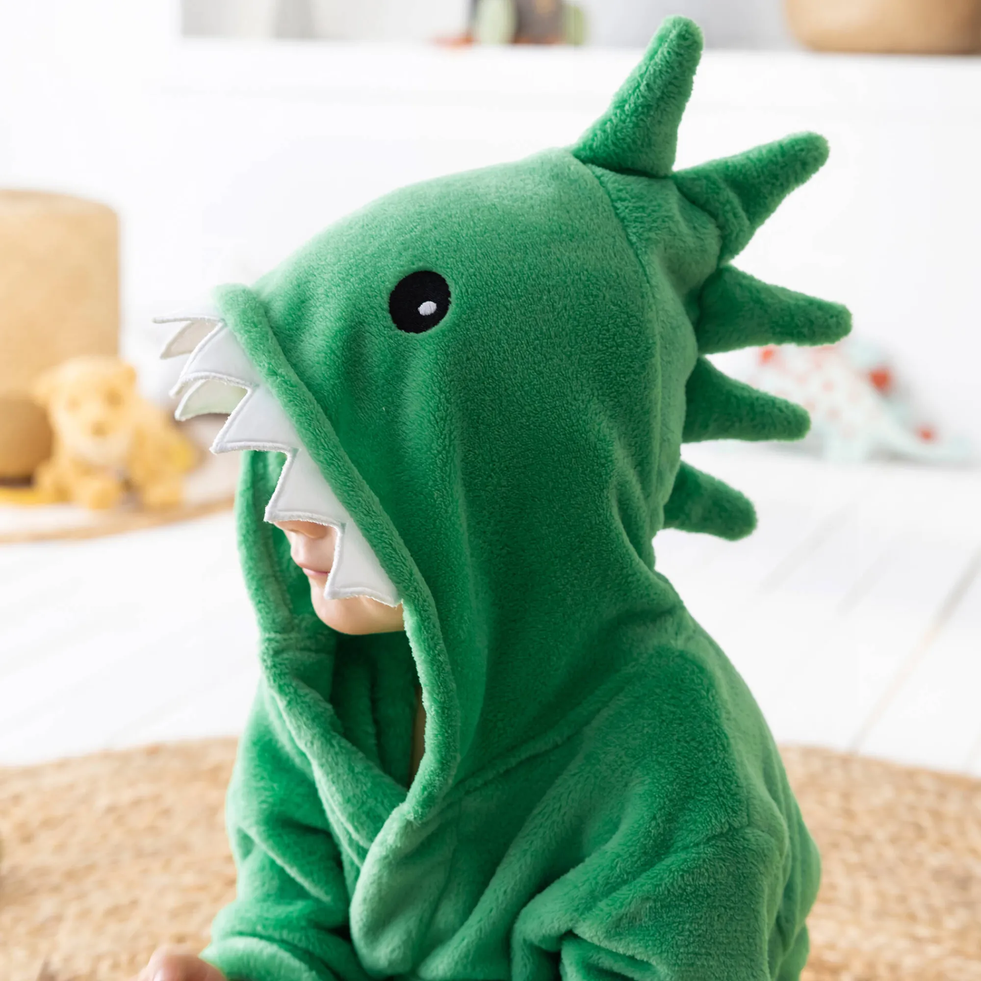 Badjas|Badjas Kids<Blancheporte Badjas voor kinderen, dinosaurus, met kap, streelzachte microvezel groen
