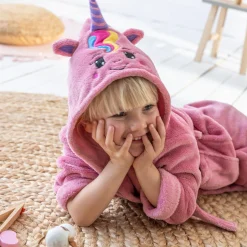 Badjas|Handdoek En Badlaken Kids<Blancheporte Badjas voor kinderen, eenhoorn, met kap, streelzachte microvezel roze