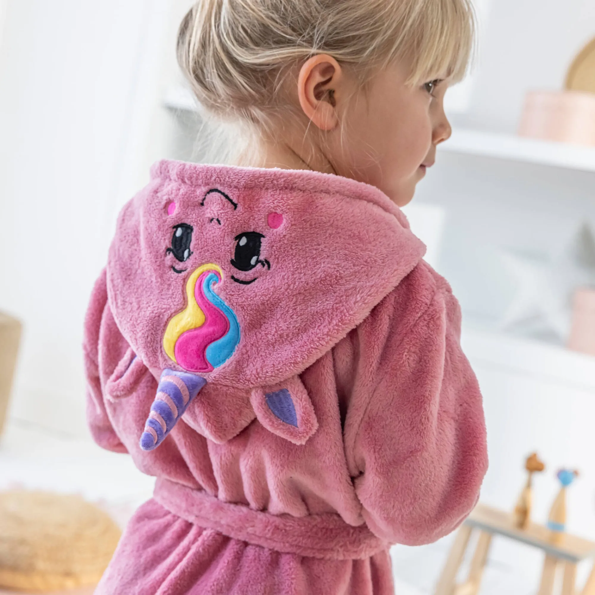 Badjas|Handdoek En Badlaken Kids<Blancheporte Badjas voor kinderen, eenhoorn, met kap, streelzachte microvezel roze