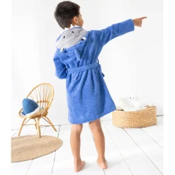 Badjas|Handdoek En Badlaken Kids<Colombine des petits Badjas voor kinderen, haaienmotief, in katoenen badstof - 340 g/m2 felblauw