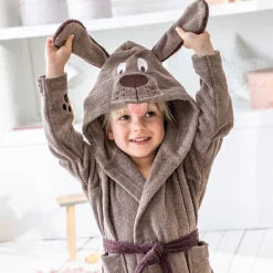 Badjas|Handdoek En Badlaken Kids<Colombine des petits Badjas voor kinderen, hondmotief, katoenen badstof - 340 g/m2 chocolade