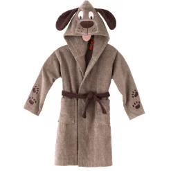 Badjas|Handdoek En Badlaken Kids<Colombine des petits Badjas voor kinderen, hondmotief, katoenen badstof - 340 g/m2 chocolade