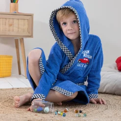 Badjas|Handdoek En Badlaken Kids<Colombine des petits Badjas voor kinderen, kap met automotief, katoenen badstof - 340 g/m2 felblauw