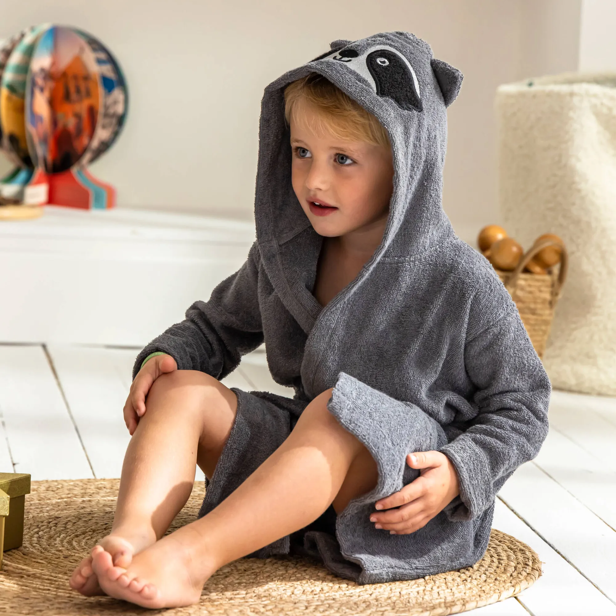 Badjas|Handdoek En Badlaken Kids<Colombine des petits Badjas voor kinderen met kap in katoenenbadstof - 340 g/m2 grijs