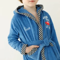 Badjas|Handdoek En Badlaken Kids<Colombine des petits Badjas voor kinderen met kap en automotief, personaliseerbaar, katoenen badstof - 340 g/m2 felblauw