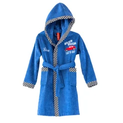 Badjas|Handdoek En Badlaken Kids<Colombine des petits Badjas voor kinderen met kap en automotief, personaliseerbaar, katoenen badstof - 340 g/m2 felblauw