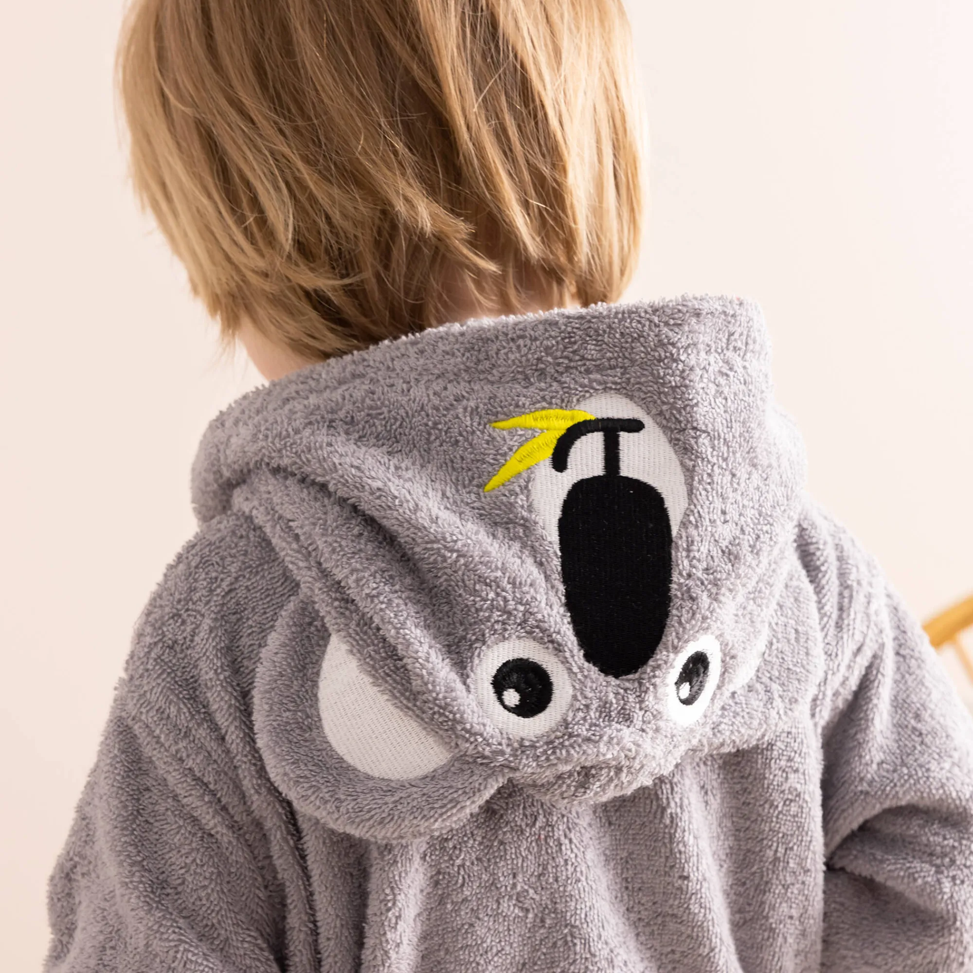 Badjas|Handdoek En Badlaken Kids<Colombine des petits Badjas voor kinderen, personaliseerbaar, koala met kap grijs