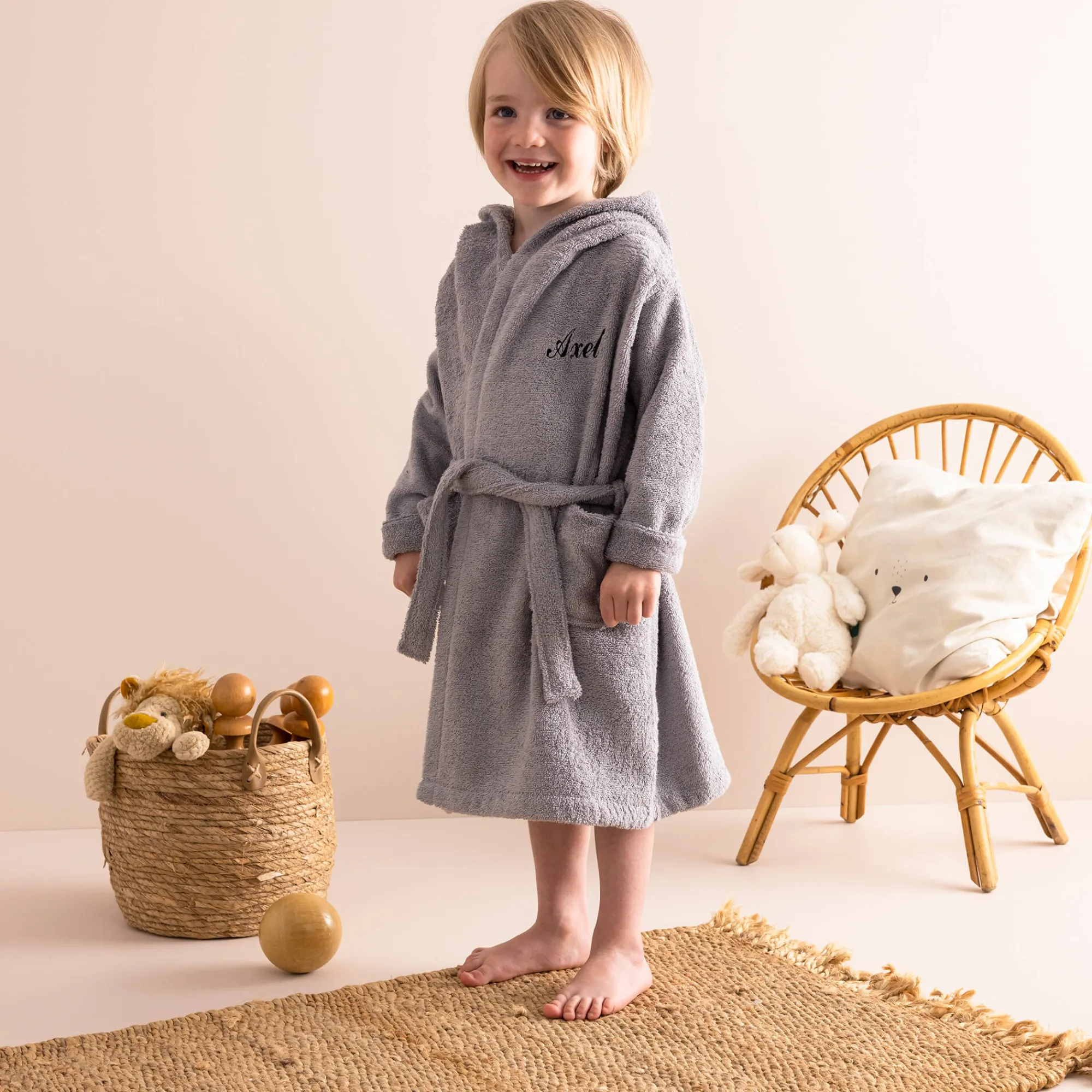 Badjas|Handdoek En Badlaken Kids<Colombine des petits Badjas voor kinderen, personaliseerbaar, koala met kap grijs