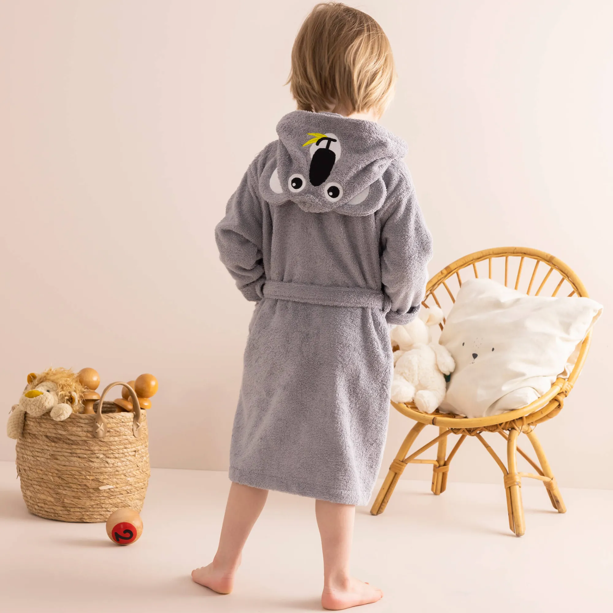 Badjas|Handdoek En Badlaken Kids<Colombine des petits Badjas voor kinderen, personaliseerbaar, koala met kap grijs