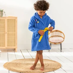 Badjas|Handdoek En Badlaken Kids<Colombine des petits Badjas voor kinderen Pin-pon met kap, katoenen badstof - 340g/m2 felblauw