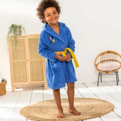Badjas|Handdoek En Badlaken Kids<Colombine des petits Badjas voor kinderen Pin-pon met kap, katoenen badstof - 340g/m2 felblauw