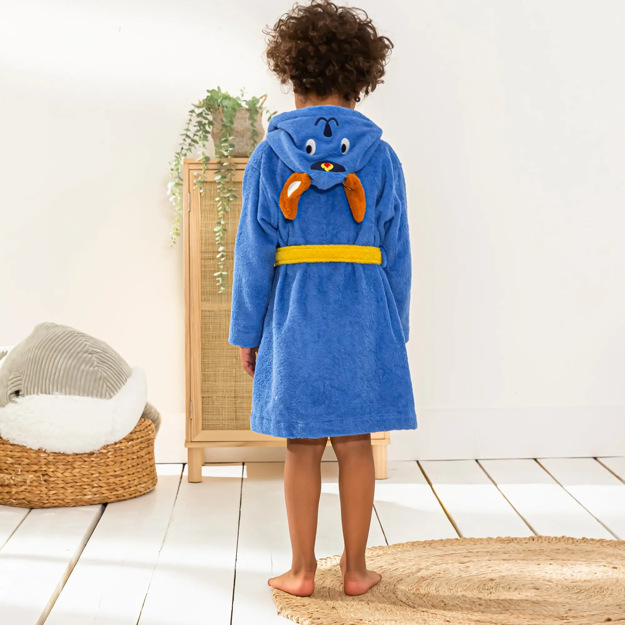 Badjas|Handdoek En Badlaken Kids<Colombine des petits Badjas voor kinderen Pin-pon met kap, katoenen badstof - 340g/m2 felblauw