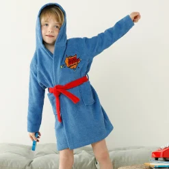 Badjas|Handdoek En Badlaken Kids<Colombine des petits Badjas voor kinderen 'superheld', met kap, katoenen badstof - 340 g/m2 felblauw