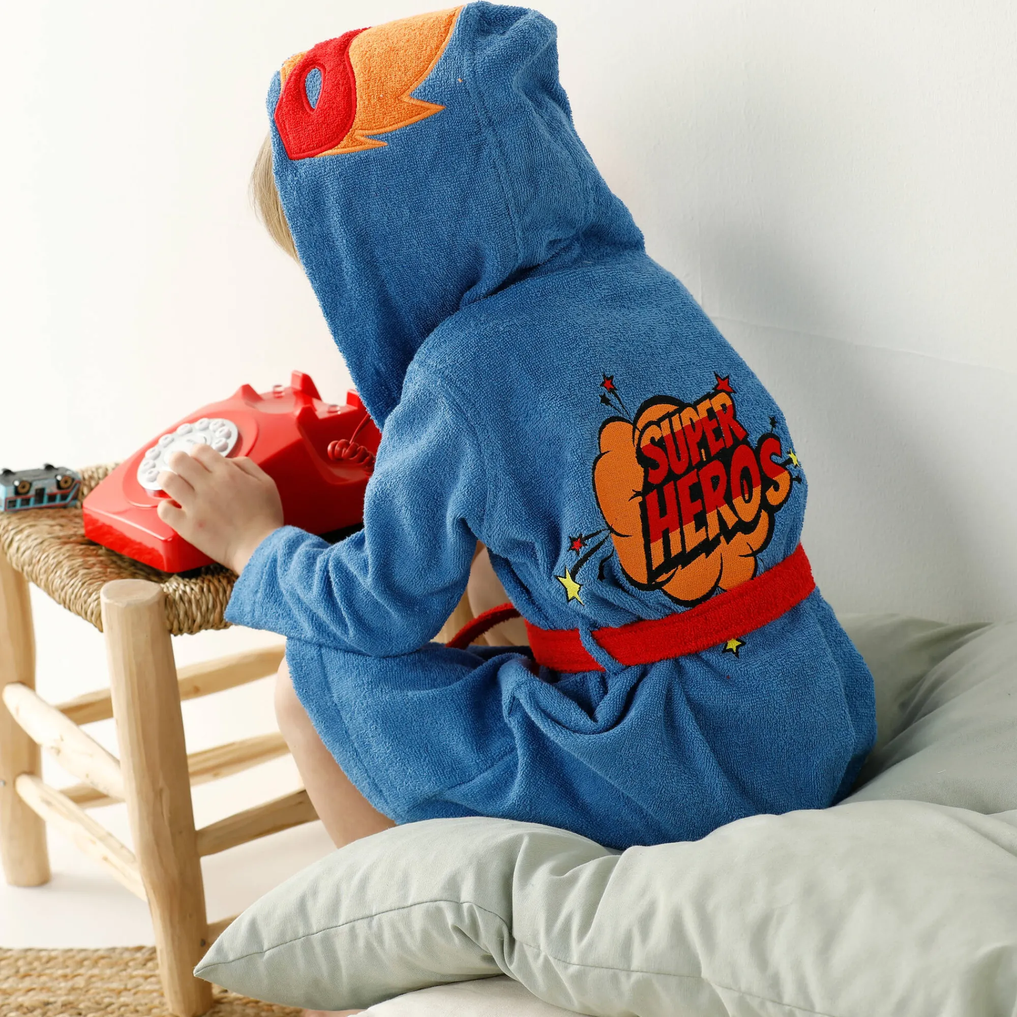 Badjas|Handdoek En Badlaken Kids<Colombine des petits Badjas voor kinderen 'superheld', met kap, katoenen badstof - 340 g/m2 felblauw