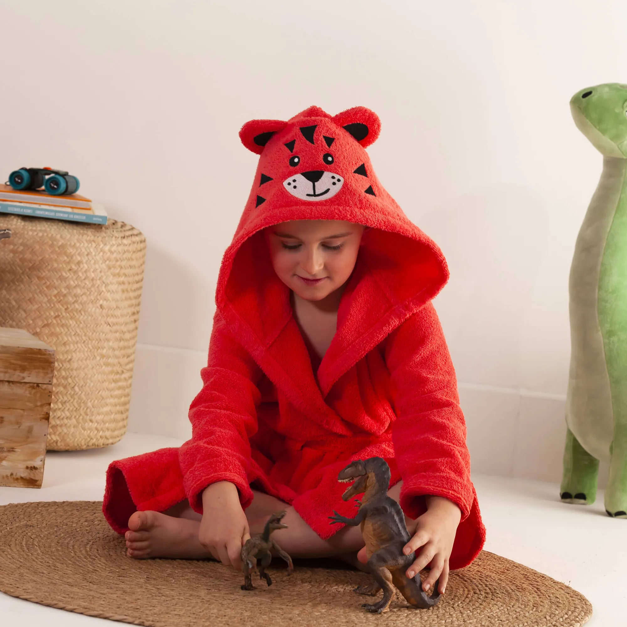 Badjas|Handdoek En Badlaken Kids<Colombine des petits Badjas voor kinderen, tijger, katoenen badstof - 340 g/m2 koraal