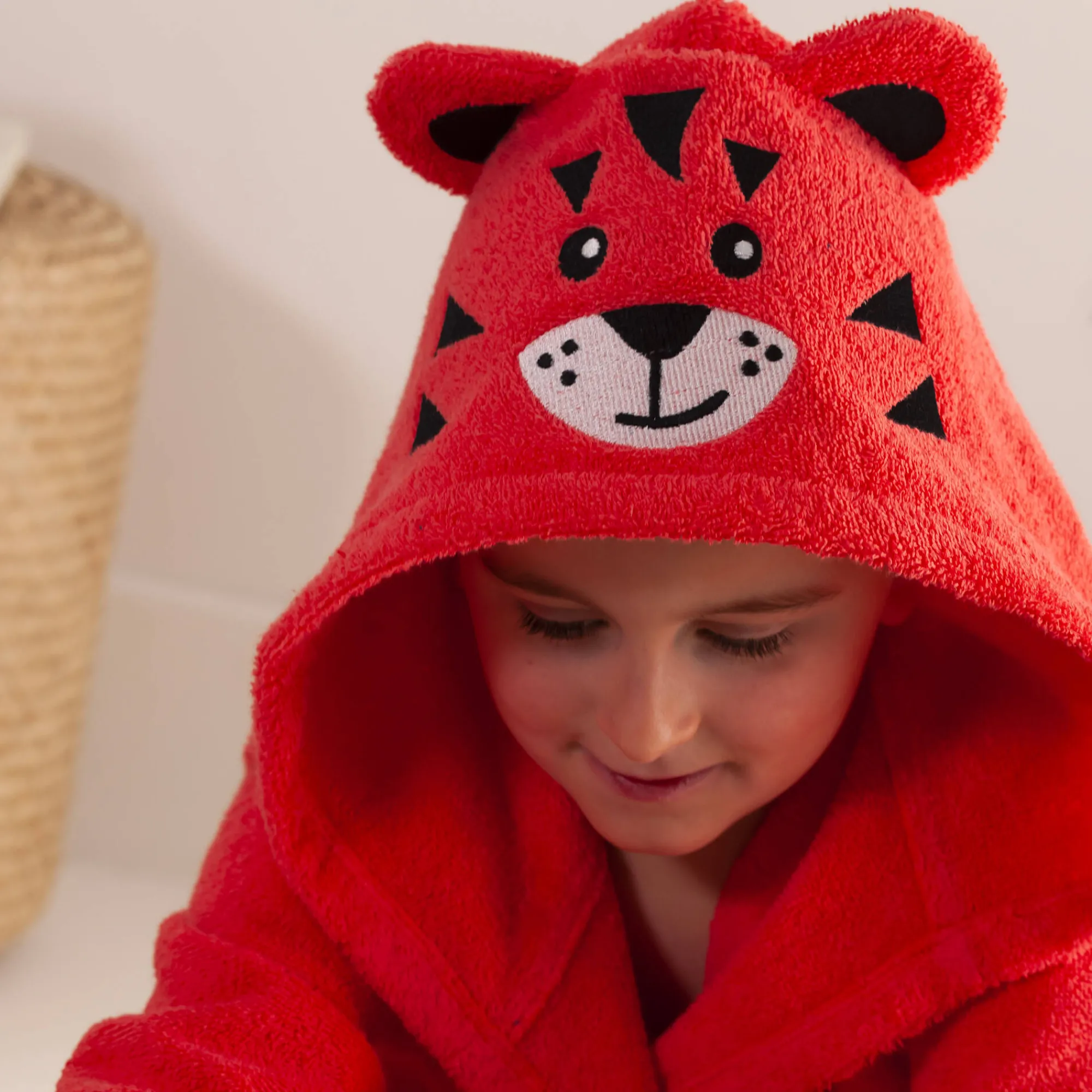 Badjas|Handdoek En Badlaken Kids<Colombine des petits Badjas voor kinderen, tijger, katoenen badstof - 340 g/m2 koraal